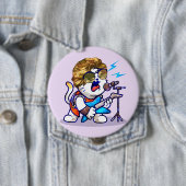 Funky Rockstar Cat - Cool Music Lover Kat Ronde Button 4,0 Cm (In situ)