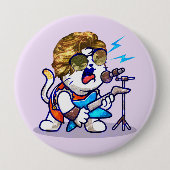 Funky Rockstar Cat - Cool Music Lover Kat Ronde Button 4,0 Cm (Voorkant)