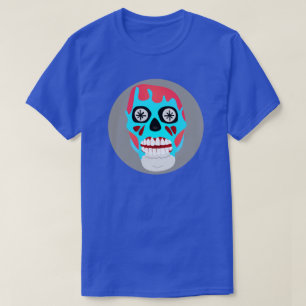FUNKY RODE EN BLAUWE SCHEDEL VAN DE ZOMBIE T-SHIRT