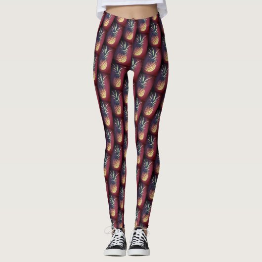 Funky Rode Lekkere Ananas Broek Leggings (Voorkant)