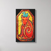 Funky rood nieuwsgierig kat origineel schilderij canvas afdruk (Voorkant)