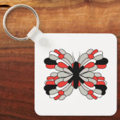 Funky rood-zwarte vlinder-sleutelhanger sleutelhanger (Voorkant)