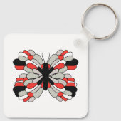 Funky rood-zwarte vlinder-sleutelhanger sleutelhanger (Achterkant)