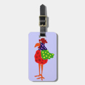 Funky Rooster Folk Art Design Bagagelabel (Voorkant verticaal)