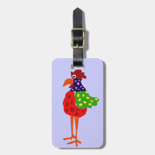 Funky Rooster Folk Art Design Bagagelabel