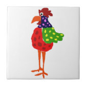 Funky Rooster Folk Art Design Tegeltje (Voorkant)
