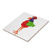 Funky Rooster Folk Art Design Tegeltje (Zijkant)