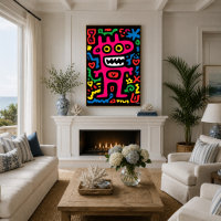 Funky Roze Alien – Neon Pop Art Excentriek Monster