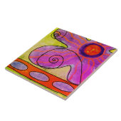 Funky Roze Bloem Abstract Schilderij Tegeltje (Zijkant)