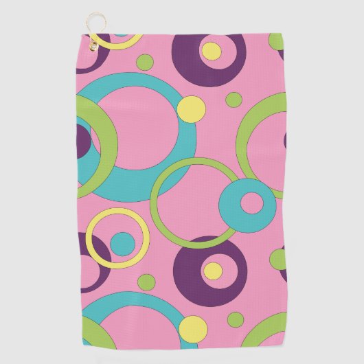 Funky Roze Circles Golf Towel Golfhanddoek (Voorkant)
