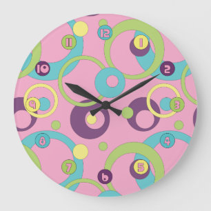 Funky Roze Circles Grote Klok