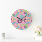 Funky Roze Circles Grote Klok (Huis)