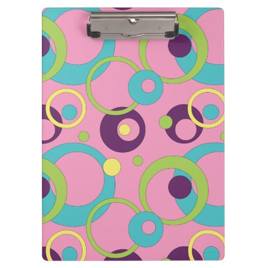 Funky Roze Circles Klembord (Voorkant)