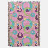 Funky Roze Circles Throw Blanket Deken (Voorkant Verticaal)