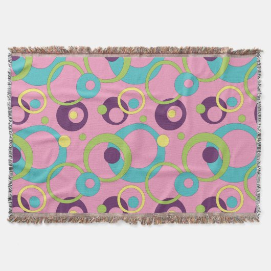Funky Roze Circles Throw Blanket Deken (Voorkant)