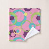 Funky Roze Circles Towel Set Bad Handdoek (Wasdoekje)
