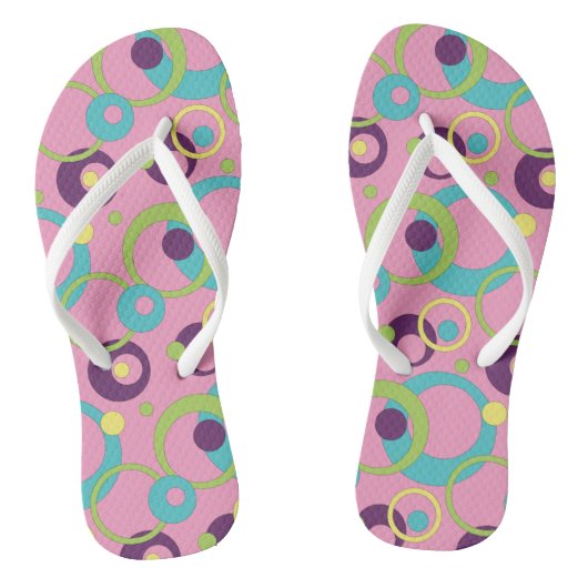 Funky Roze Cirkel Slippers Teenslippers (Voetbed)