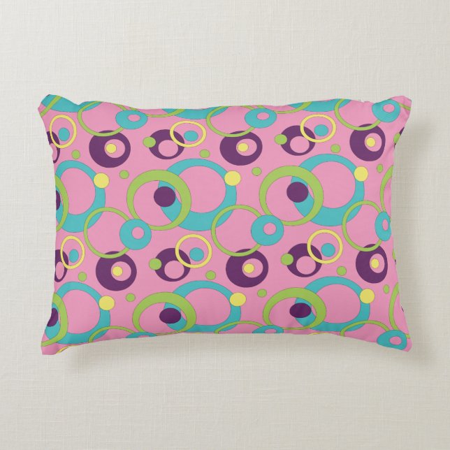 Funky Roze Cirkels Accent Kussen (Voorkant)