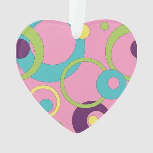 Funky Roze Cirkels Acryl Ornament (achterkant)