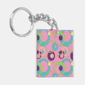 Funky Roze Cirkels Acryl Sleutelhanger (Voorkant Links)