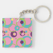 Funky Roze Cirkels Acryl Sleutelhanger (Achterkant)