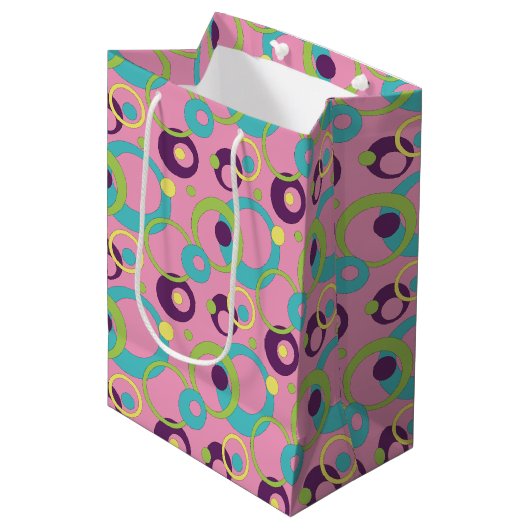 Funky Roze Cirkels Cadeautas (Voorkant Gekanteld)