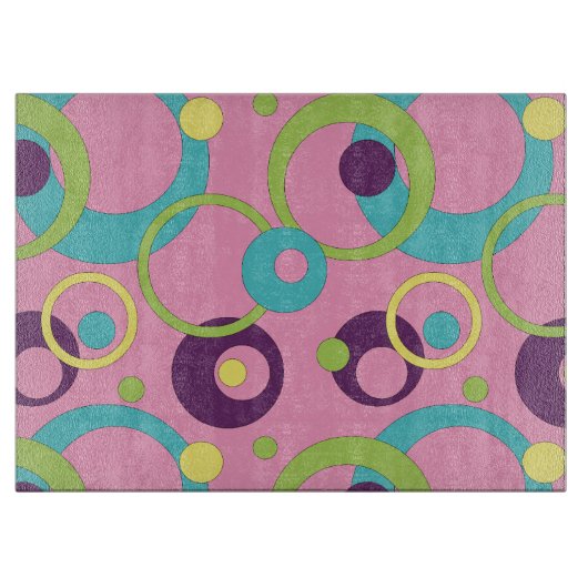 Funky Roze Cirkels Glas Snijplank (Voorkant)
