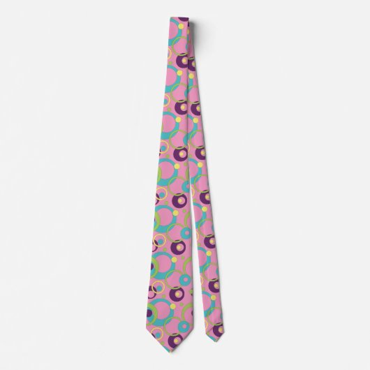 Funky Roze Cirkels Heren Halsdoek Stropdas (Voorkant)