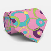 Funky Roze Cirkels Heren Halsdoek Stropdas (Opgerold)