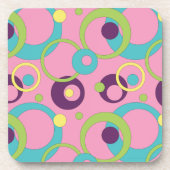 Funky Roze Cirkels Kurk Onderzetter (Voorkant)