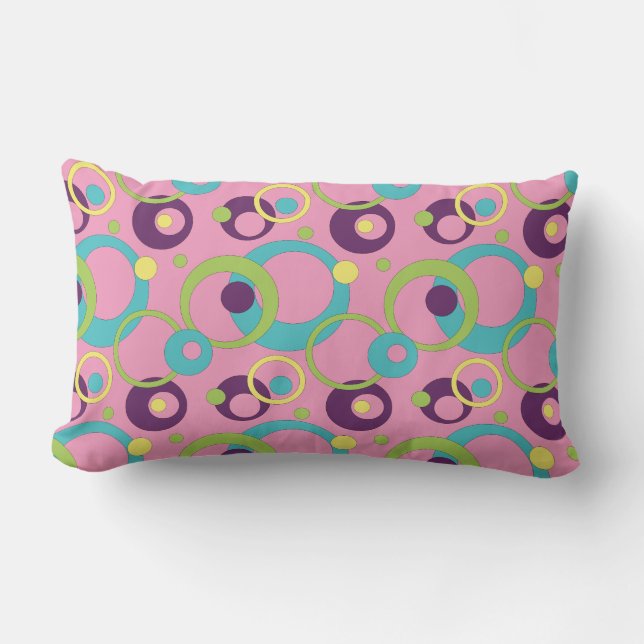 Funky Roze Cirkels Kussen (Voorkant)