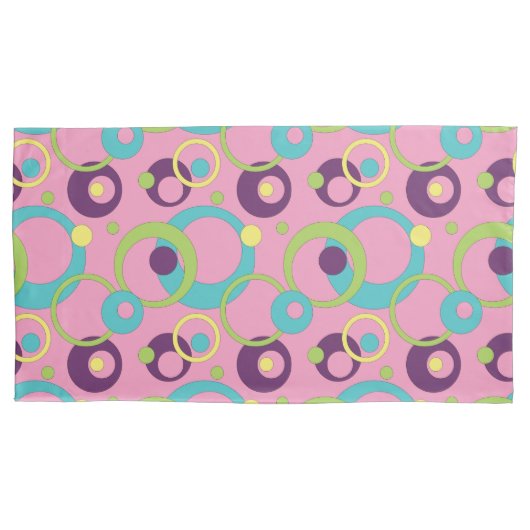 Funky Roze Cirkels Kussenhoes (Voorkant)