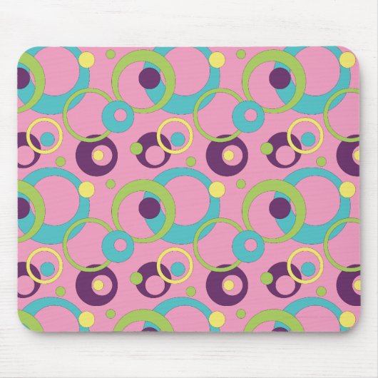 Funky Roze Cirkels Muismat (Voorkant)