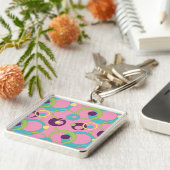 Funky Roze Cirkels Sleutelhanger (Zijkant)