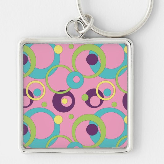 Funky Roze Cirkels Sleutelhanger (Voorkant)