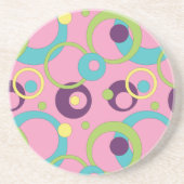 Funky Roze Cirkels Zandsteen Onderzetter (Voorkant)