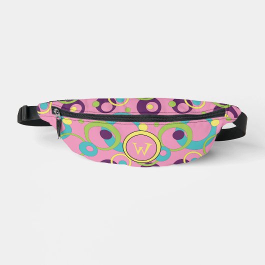 Funky Roze Cirkelshapes Heuptasje (Voorkant)