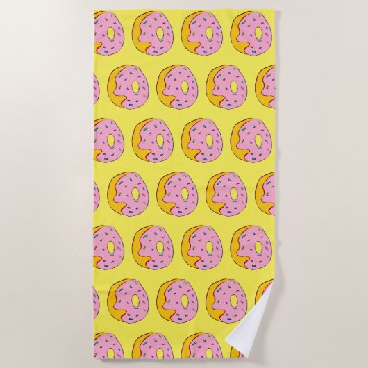 Funky roze donuts strandstijl strandlaken (Voorkant)
