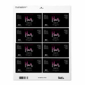 Funky roze en Black Hair Serum Labels (Full Sheet)
