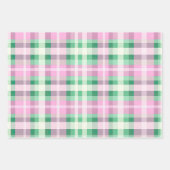 Funky roze en groen geruite tartanmix patroon inpakpapier vel (Voorkant)