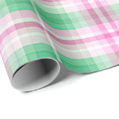 Funky roze en groen geruite tartanpatroon cadeaupapier (Rol Hoek)