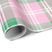 Funky roze en groen geruite tartanpatroon cadeaupapier (Rol Hoek)