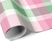 Funky roze en groen geruite tartanpatroon cadeaupapier (Rol Hoek)