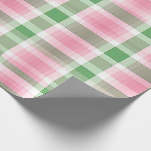Funky roze en groen geruite tartanpatroon cadeaupapier (Hoek)