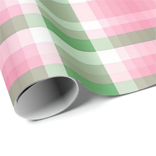 Funky roze en groen geruite tartanpatroon cadeaupapier (Rol Hoek)