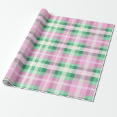 Funky roze en groen geruite tartanpatroon cadeaupapier (Uitgerold)