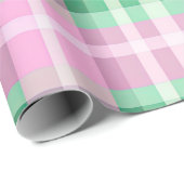 Funky roze en groen geruite tartanpatroon cadeaupapier (Rol Hoek)