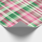Funky roze en groen geruite tartanpatroon cadeaupapier (Hoek)