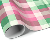 Funky roze en groen geruite tartanpatroon cadeaupapier (Rol Hoek)