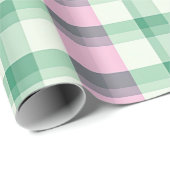 Funky roze en groen geruite tartanpatroon cadeaupapier (Rol Hoek)